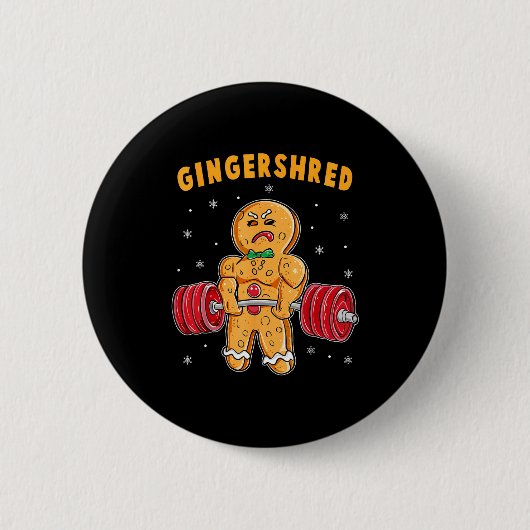 Gingershred Funny Gingerbread Man Gym Bodybuilding Ronde Button 5,7 Cm (Voorkant)