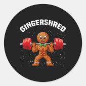 Gingershred Funny Gingerbread Man Gym Bodybuilding Ronde Sticker (Voorkant)