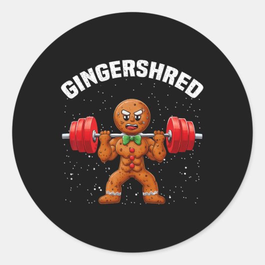 Gingershred Funny Gingerbread Man Gym Bodybuilding Ronde Sticker (Voorkant)