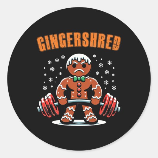 Gingershred Funny Gingerbread Man Gym Bodybuilding Ronde Sticker (Voorkant)