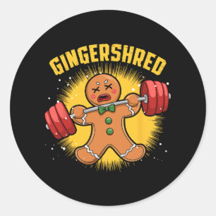 Gingershred Funny Gingerbread Man Gym Bodybuilding Ronde Sticker