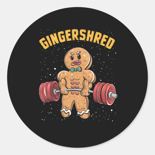 Gingershred Funny Gingerbread Man Gym Bodybuilding Ronde Sticker (Voorkant)