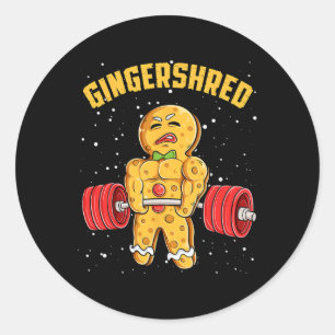 Gingershred Funny Gingerbread Man Gym Bodybuilding Ronde Sticker