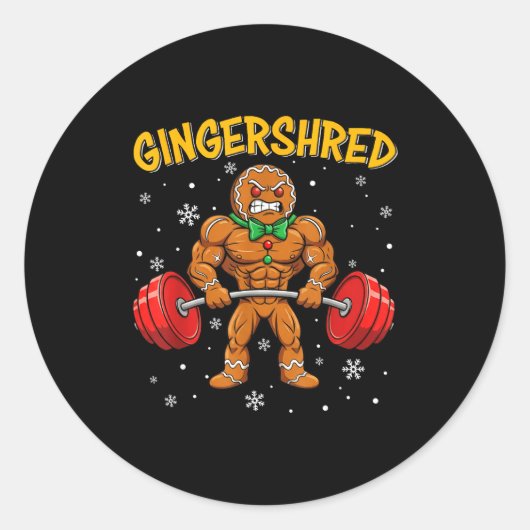 Gingershred Funny Gingerbread Man Gym Bodybuilding Ronde Sticker (Voorkant)