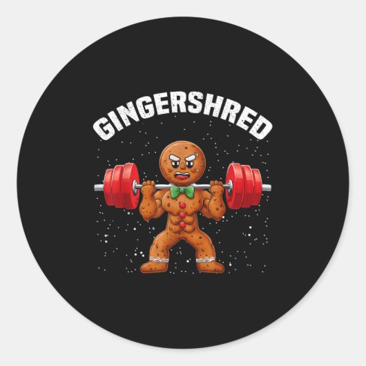 Gingershred Funny Gingerbread Man Gym Bodybuilding Ronde Sticker (Voorkant)