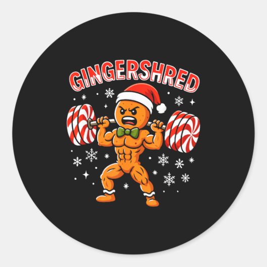 Gingershred Funny Gingerbread Man Gym Bodybuilding Ronde Sticker (Voorkant)