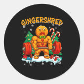 Gingershred Funny Gingerbread Man Gym Bodybuilding Ronde Sticker (Voorkant)