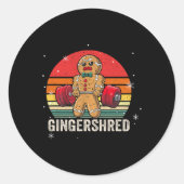 Gingershred Funny Gingerbread Man Gym Bodybuilding Ronde Sticker (Voorkant)