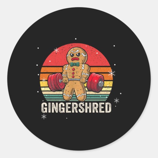 Gingershred Funny Gingerbread Man Gym Bodybuilding Ronde Sticker (Voorkant)