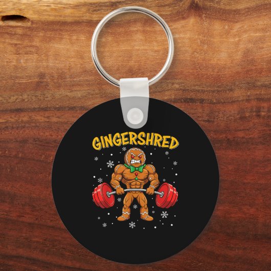 Gingershred Funny Gingerbread Man Gym Bodybuilding Sleutelhanger (Voorkant)