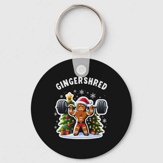 Gingershred Funny Gingerbread Man Gym Bodybuilding Sleutelhanger (Voorkant)