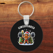 Gingershred Funny Gingerbread Man Gym Bodybuilding Sleutelhanger (Voorkant)
