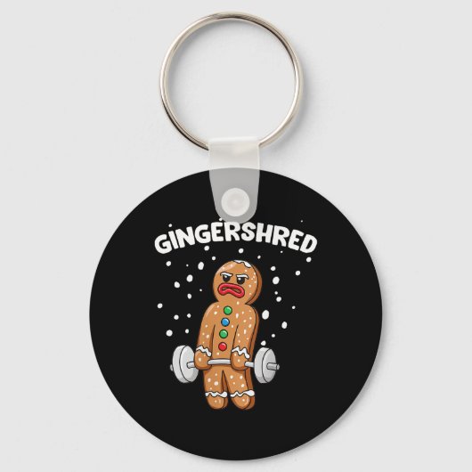 Gingershred Funny Gingerbread Man Gym Bodybuilding Sleutelhanger (Voorkant)