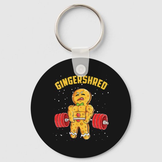 Gingershred Funny Gingerbread Man Gym Bodybuilding Sleutelhanger (Voorkant)