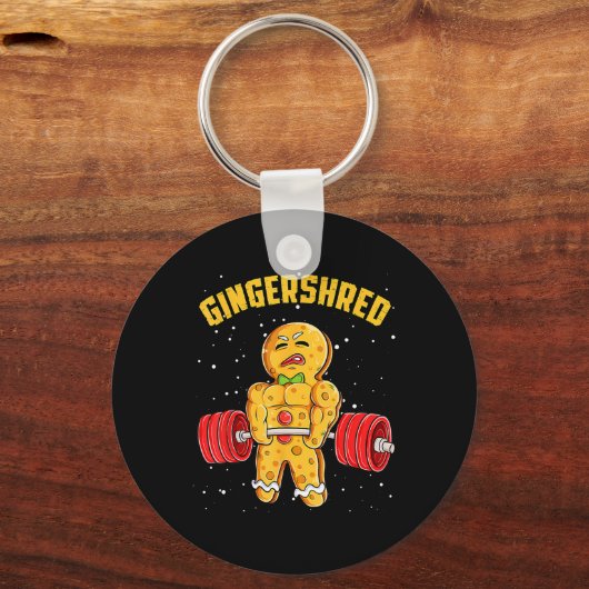 Gingershred Funny Gingerbread Man Gym Bodybuilding Sleutelhanger (Voorkant)