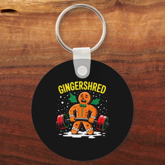 Gingershred Funny Gingerbread Man Gym Bodybuilding Sleutelhanger (Voorkant)