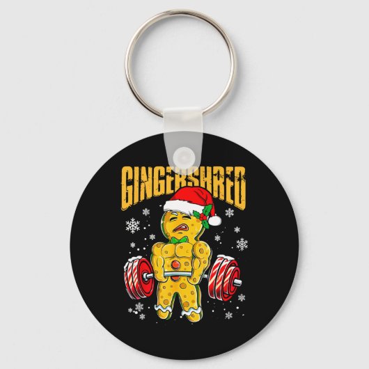 Gingershred Funny Gingerbread Man Gym Bodybuilding Sleutelhanger (Voorkant)