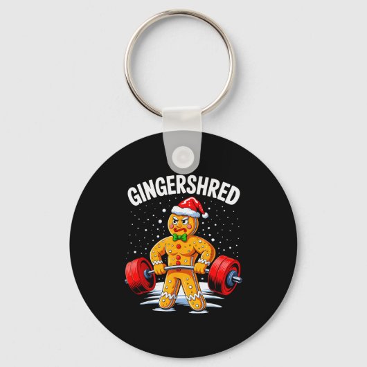 Gingershred Funny Gingerbread Man Gym Bodybuilding Sleutelhanger (Voorkant)
