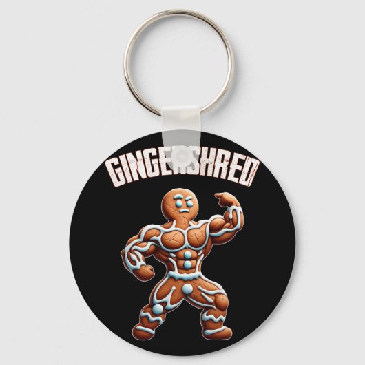 Gingershred Funny Gingerbread Man Gym Bodybuilding Sleutelhanger (Voorkant)