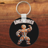 Gingershred Funny Gingerbread Man Gym Bodybuilding Sleutelhanger (Voorkant)