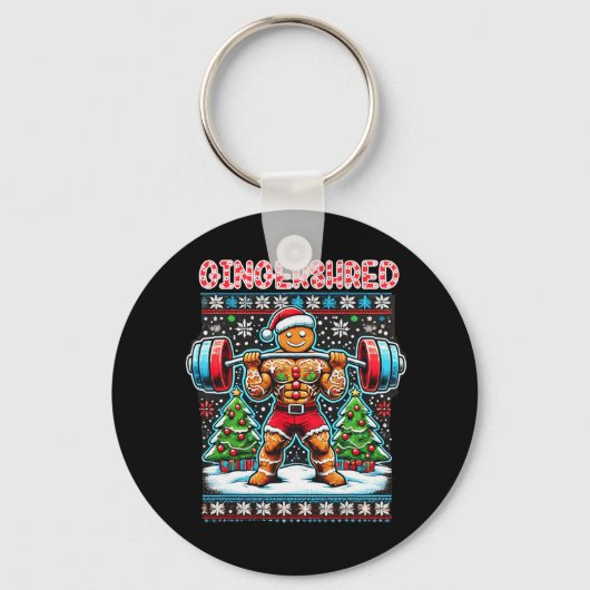 Gingershred Funny Gingerbread Man Gym Bodybuilding Sleutelhanger (Voorkant)