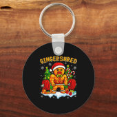 Gingershred Funny Gingerbread Man Gym Bodybuilding Sleutelhanger (Voorkant)