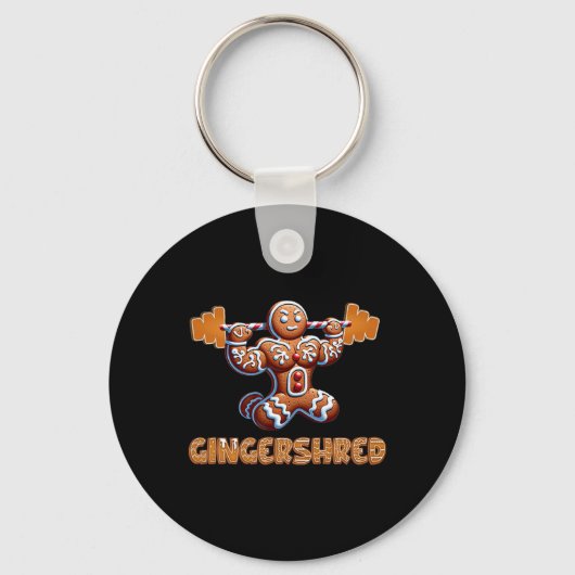 Gingershred Funny Gingerbread Man Gym Bodybuilding Sleutelhanger (Voorkant)
