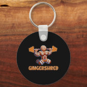 Gingershred Funny Gingerbread Man Gym Bodybuilding Sleutelhanger (Voorkant)