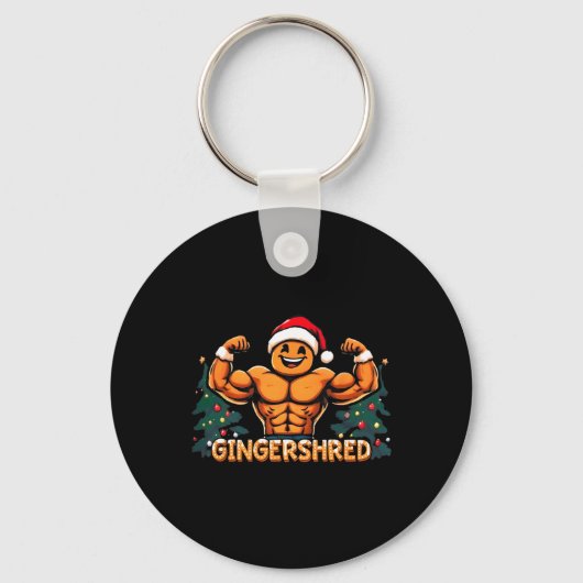 Gingershred Funny Gingerbread Man Gym Bodybuilding Sleutelhanger (Voorkant)