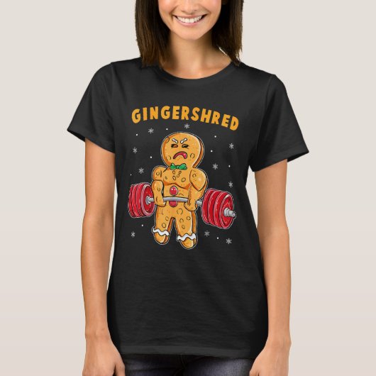 Gingershred Funny Gingerbread Man Gym Bodybuilding T-shirt (Voorkant)