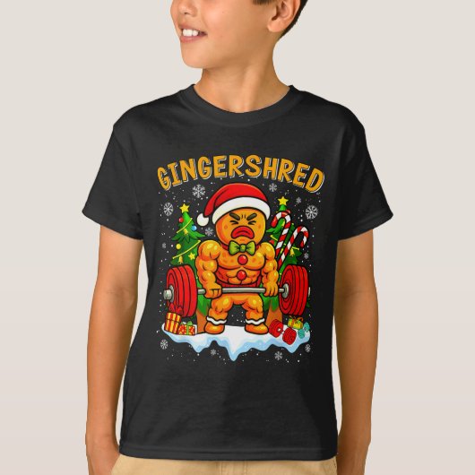 Gingershred Funny Gingerbread Man Gym Bodybuilding T-shirt (Voorkant)