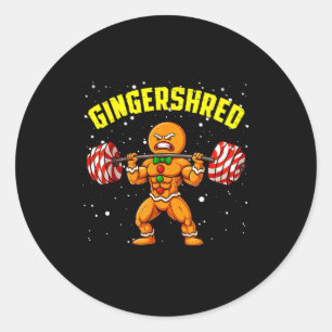 Gingershred Grappige Gemberkoek Man Gym Krachttrai Ronde Sticker