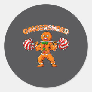 Gingershred Grappige Gemberkoek Man Gym Krachttrai Ronde Sticker