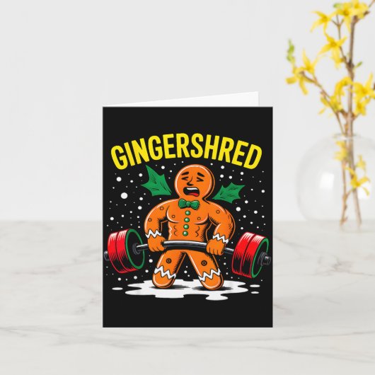 Gingershred Grappige Peperkoek Man Gym Krachttrain Kaart (Gele Bloem)
