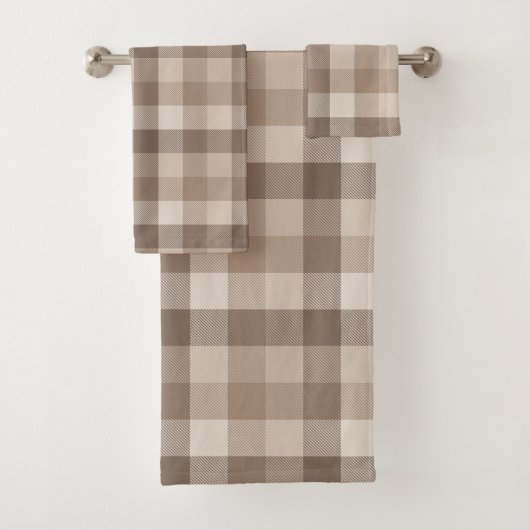 Gingham à carreaux marron clair Terre Neutre (En situation)