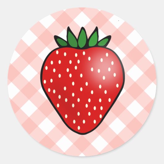 Gingham aardbei Stickers (Voorkant)