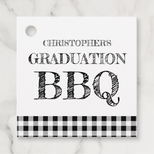 Gingham afstudeerbarbecue bedankjes labels (Voorkant)