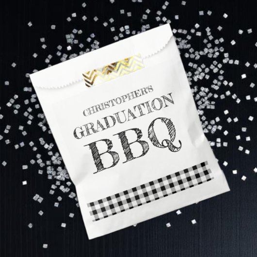 Gingham afstudeerbarbecue bedankzakje
