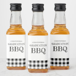 Gingham afstudeerbarbecue likeurfles etiket