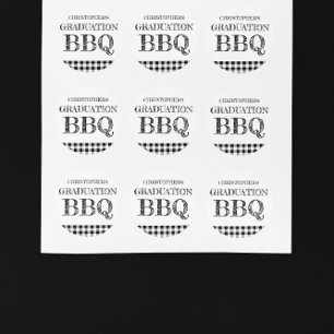 Gingham afstudeerbarbecue ronde sticker