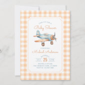 Gingham Airplane Boy-Baby shower Kaart (Voorkant)