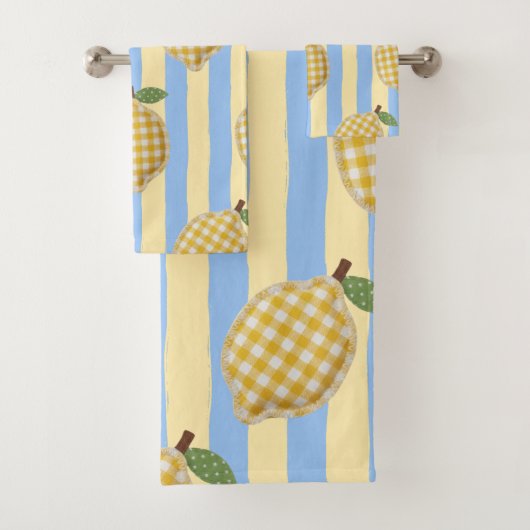 Gingham aux rayures bleues Citron Méditerranée Été (En situation)
