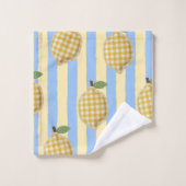 Gingham aux rayures bleues Citron Méditerranée Été (Gant de toilette)