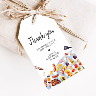Gingham Baby BBQ Baby shower Favorietentjes Cadeaulabel
