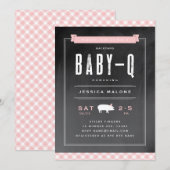 Gingham Baby BBQ Baby shower Kaart (Voorkant / Achterkant)