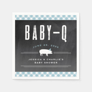 Gingham Baby BBQ Blauw Co-ed Baby Shower Servet