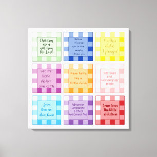 Gingham Baby verzen Op geloof gebaseerd Canvas Afdruk