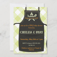 Gingham babyfeest staat op de grill baby shower