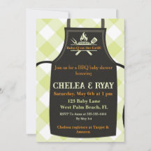Gingham babyfeest staat op de grill baby shower