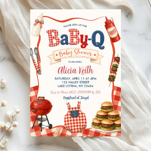 Gingham BabyQ baby shower uitnodiging